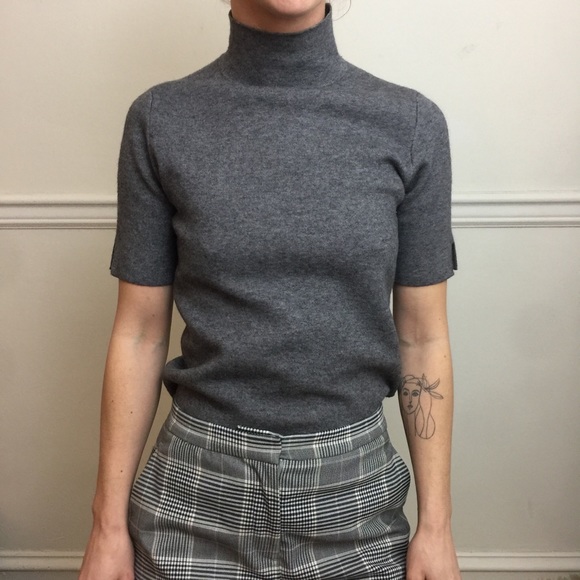 Zara Tops - ZARA Knit Gray Turtleneck Short Sleeve Shirt Top